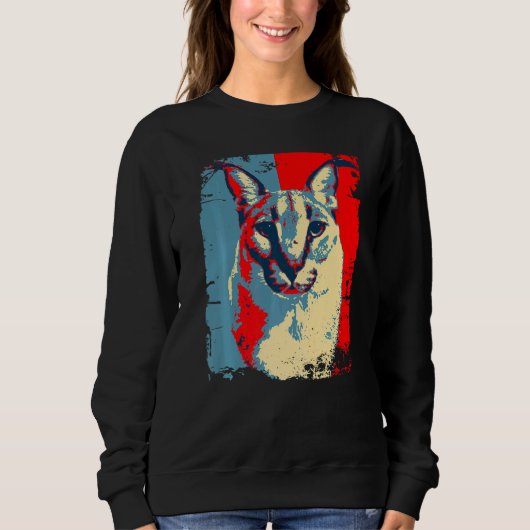 Big Floppa Meme cat Cute Caracal Cat retro distres Trui (Voorkant)