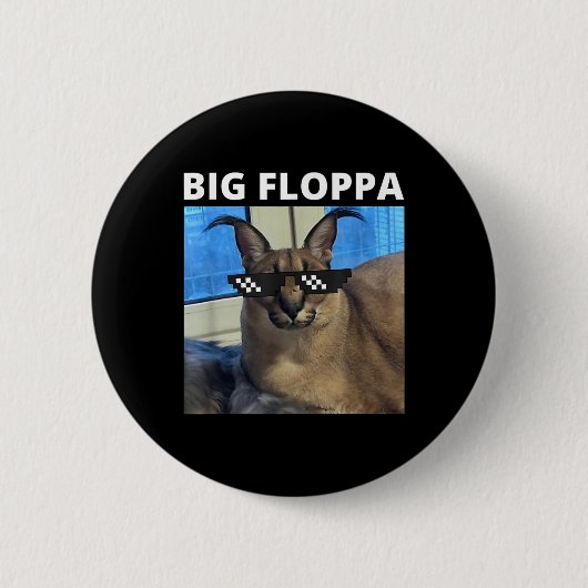 Big Floppa Meme Cat Ronde Button 5,7 Cm (Voorkant)