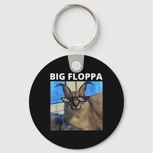 Big Floppa Meme Cat Sleutelhanger (Voorkant)