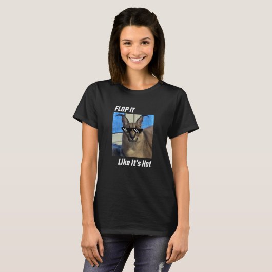 Big Floppa Meme Cat T-shirt (Voorkant volledig)