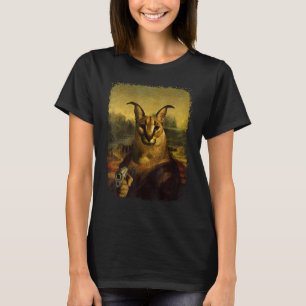 Big Floppa Meme Cute Caracal Cat met pistool T-shirt