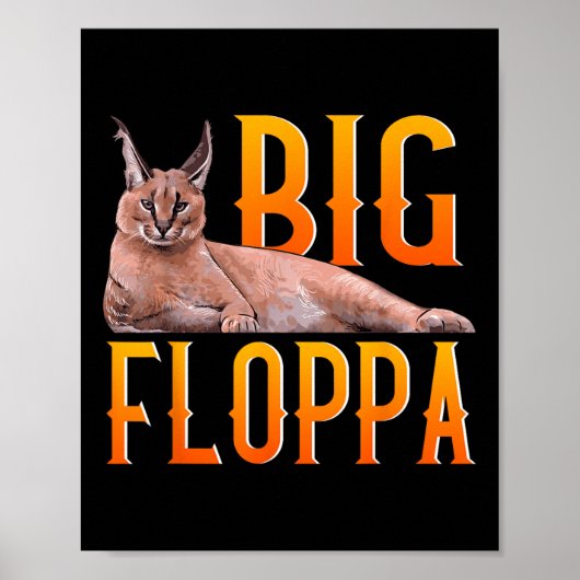 Big Floppa Meme Cute Caracal Cat Poster (Voorkant)