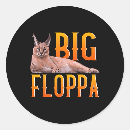 Big Floppa Meme Cute Caracal Cat Ronde Sticker (Voorkant)