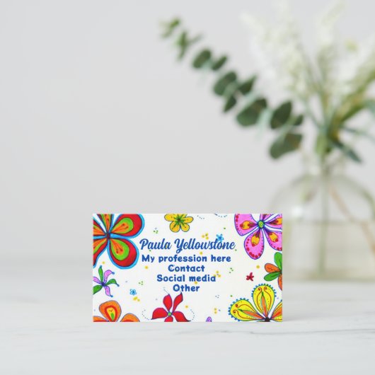 Big Flowers Art Custom Visitekaartje (Staand voorkant)