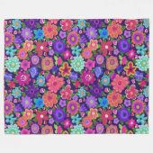 Big Flowers Boho Beauful Fleece Deken (Voorkant (Horizontaal))