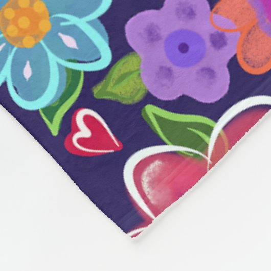 Big Flowers Boho Beauful Fleece Deken (Hoek)