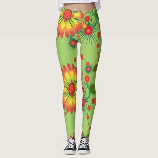 Big  Flowers Bouquet Pattern Leggings (Voorkant)