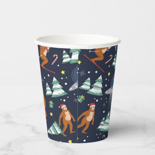 Big Foot, Aliens en Rendier Kerstmis Papieren Bekers (Rechts)