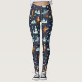 Big Foot, Aliens en Rendier Sci-Fi Kerstmis Leggings (Voorkant)