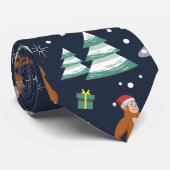 Big Foot, Aliens en Rendier Sci-Fi Kerstmis Stropdas (Opgerold)