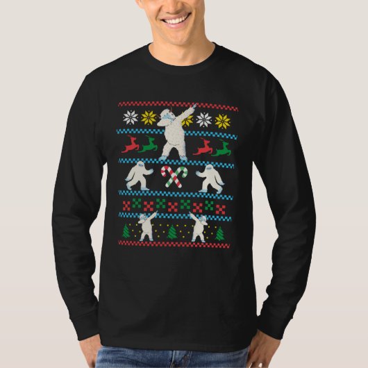 Big Foot Dabbing Yeti Ugly Christmas Sweater Winte T-shirt (Voorkant)