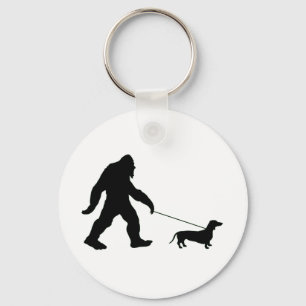 Big Foot die zijn hond rondloopt Sleutelhanger