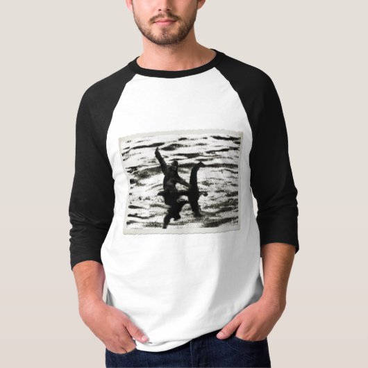 Big Foot en Bessie Het meer monster kijkt uit T-shirt (Voorkant)