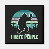 Big Foot I Hate People Middle Finger Sasquatch Ret Magneet (Voorkant)