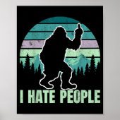 Big Foot I Hate People Middle Finger Sasquatch Ret Poster (Voorkant)