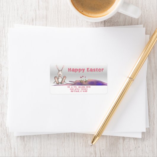 Big Foot Rabbit Happy Pasen Etiket (Insitu)