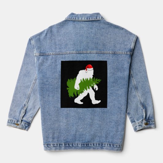 Big Foot Santa Claus Fun kerstcadeaus Denim Jacket (Achterkant)
