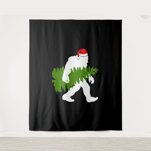 Big Foot Santa Claus Fun kerstcadeaus Wandkleed (Voorkant)