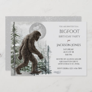 Big Foot/Sasquatch Birthday Party Invitation Kaart