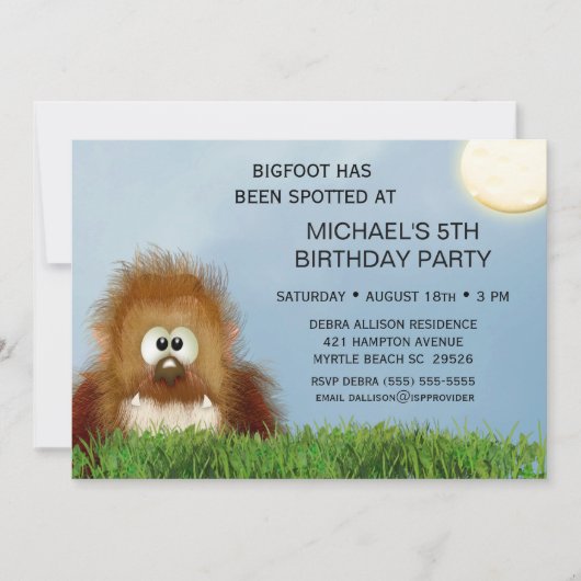 Big Foot/Sasquatch Birthday Party Kaart (Voorkant)