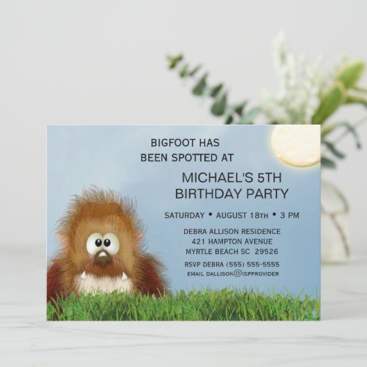 Big Foot/Sasquatch Birthday Party Kaart (Staand voorkant)