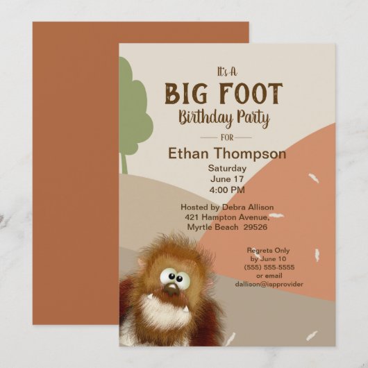 Big Foot/Sasquatch Birthday Party Kaart (Voorkant / Achterkant)