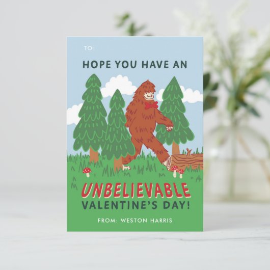 Big Foot Sasquatch Classroom Valentijnse Exchange Kaart (Staand voorkant)