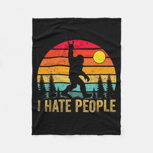 Big Foot Sasquatch I Hate People Funny Bigfoot Vin Fleece Deken (Voorkant)