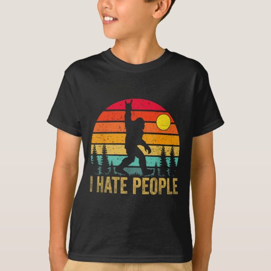 Big Foot Sasquatch I Hate People Funny Bigfoot Vin T-shirt (Voorkant)