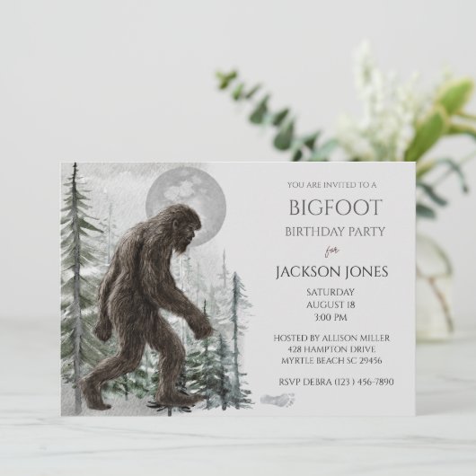 Big Foot / Sasquatch Twee foto verjaardagsfeestje Kaart (Staand voorkant)