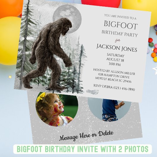 Big Foot / Sasquatch Twee foto verjaardagsfeestje Kaart
