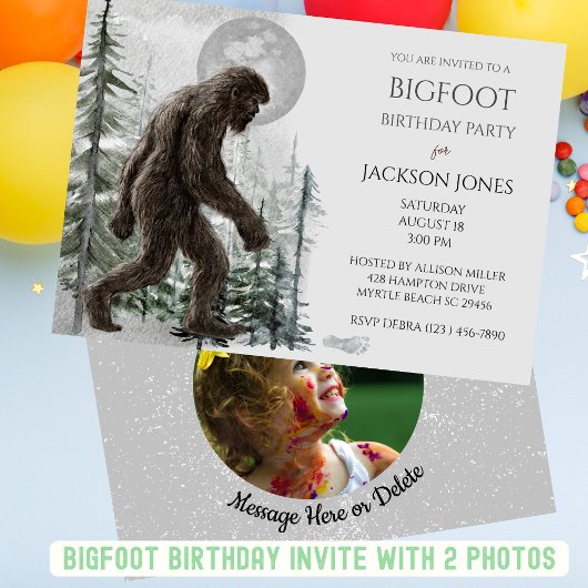 Big Foot / Sasquatch Verjaardagsfeest Een foto Kaart