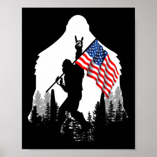 Big Foot Shirt Bigfoot Amerikaanse vlag Patriottis Poster
