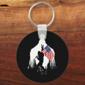 Big Foot Shirt Bigfoot Amerikaanse vlag Patriottis Sleutelhanger (Voorkant)