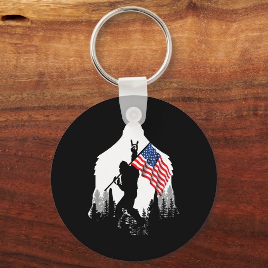 Big Foot Shirt Bigfoot Amerikaanse vlag Patriottis Sleutelhanger (Voorkant)