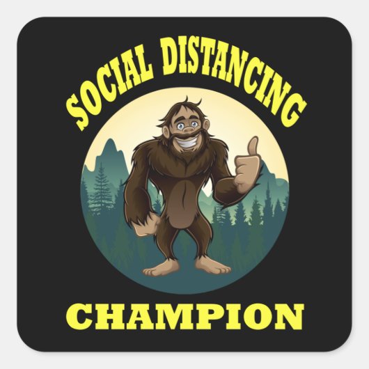 Big Foot Social Distancing Funny Vierkante Sticker (Voorkant)