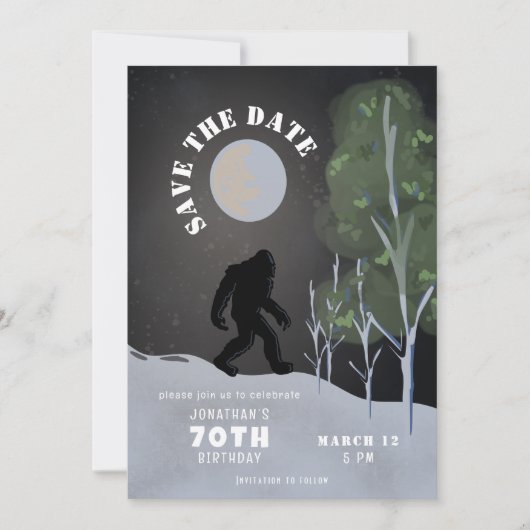 Big Foot Wild 70ste verjaardag Save the Date Kaart (Voorkant)