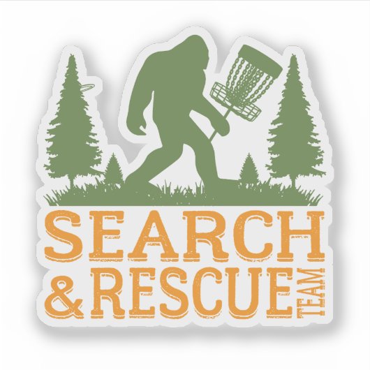 Big foot zoeken en redden disc golf sticker (Voorkant)