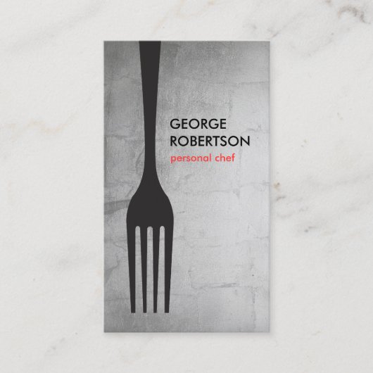 BIG FORK LOGO Silver Chef, Catering, Restaurant Visitekaartje (Voorkant)