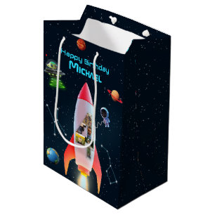 Big Four met foto's Space Rocket vierde verjaard Medium Cadeauzakje