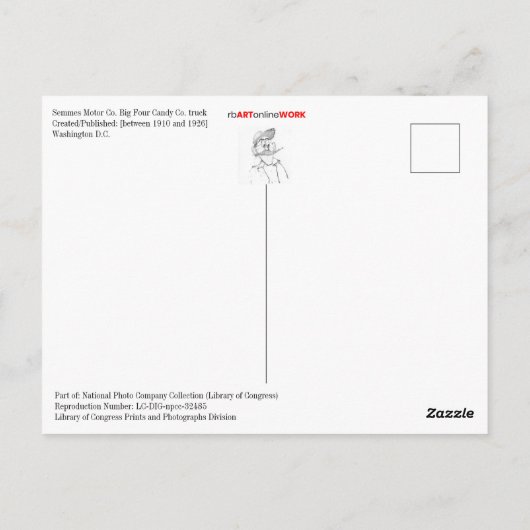 Big Four Snoep Co. Truck Briefkaart (Achterkant)