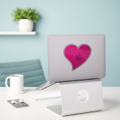 Big fuchsia hot-roze hart, Love Sticker (Laptop op bureau)