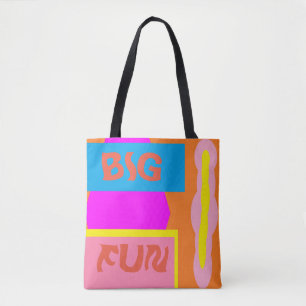 Big Fun Pink Lemon met logo bericht Tote Bag