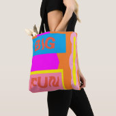 Big Fun Pink Lemon met logo bericht Tote Bag (Dichtbij)