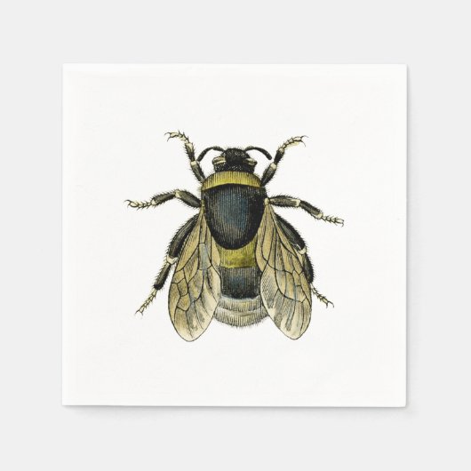 Big Fuzzy Bumble Bee  Typografische Bijen Kunst Servetten (Voorkant)