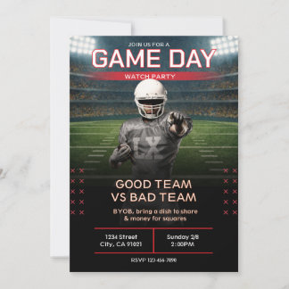 BIG GAME Football Party Invitation Kaart