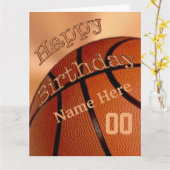 BIG Gepersonaliseerde Happy Birthday Basketbal Kaa Kaart (Gele Bloem)