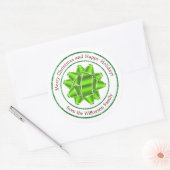 Big Gift Bow en Green Glitter Ronde Sticker (Envelop)