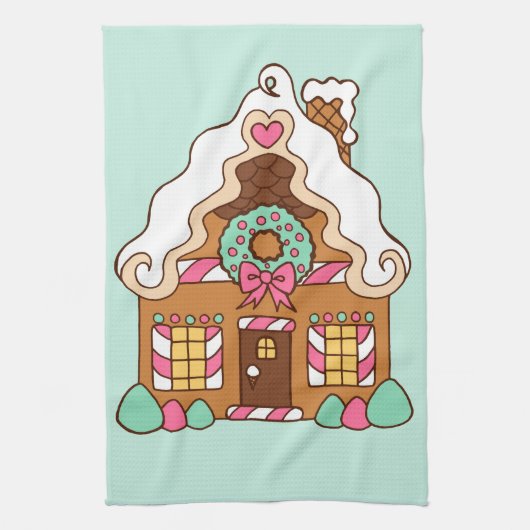 Big Gingerbread House Christmas Kitchen Towel  Theedoek (Verticaal)
