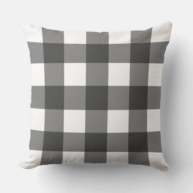 Big Gingham Pattern - Monochrome Kussen (Voorkant)